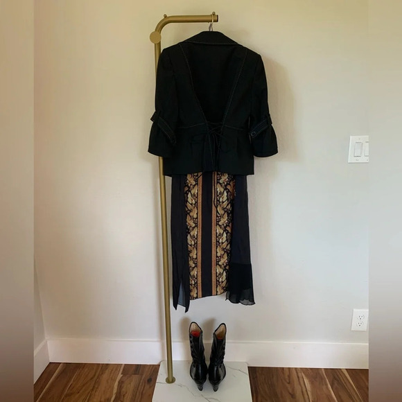 Vicky & Lucas V-Neck Loose Fit Maxi Dress Asymmetrical Sheer Hemline Pockets - Picture 9 of 14